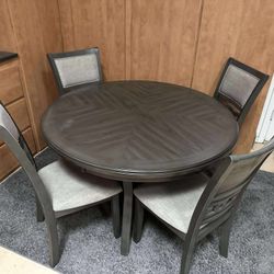 Round Grey Kitchen Table 5pc Set 