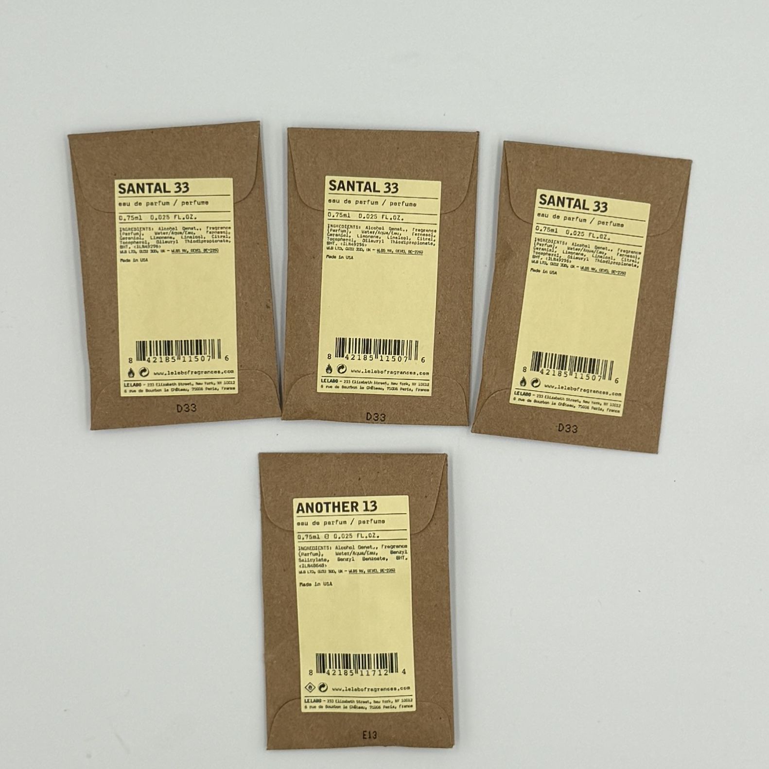 LE LABO SANTAL 33 ANOTHER 13 EDP SAMPLE LOT .75ML ×4 USA MADE