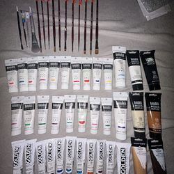 BRAND NEW Hard Body Liquitex & Golden Acrylics With Princeton Paint Brushes