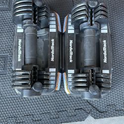 Set Of Nordic Track Adjustable Dumbbells 