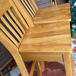 Like New, 2 Tall Blonde Bar Stool-Chairs, Solid Wood - 30H Seat 