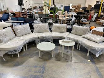 Assembled New 8-Piece Patio Sofa Furniture Set with PE Wicker Rattan, Tempered Glass Tables