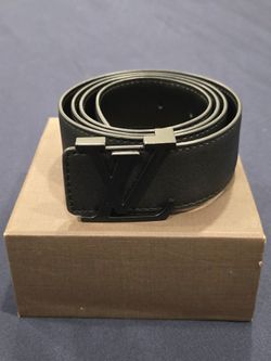 Men's Leather Black Belt and Black Metal Buckle
