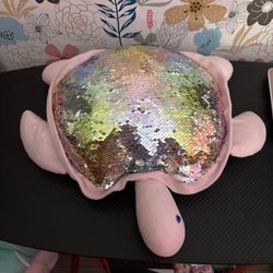 Pink sequin turtle plush