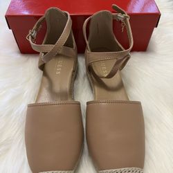 Guess GF Cadey Ankle Strap Espadrilles-Beige