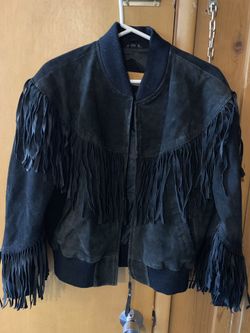 Suede leather fringe coat size medium