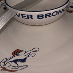 Denver Broncos Plate And Bowl