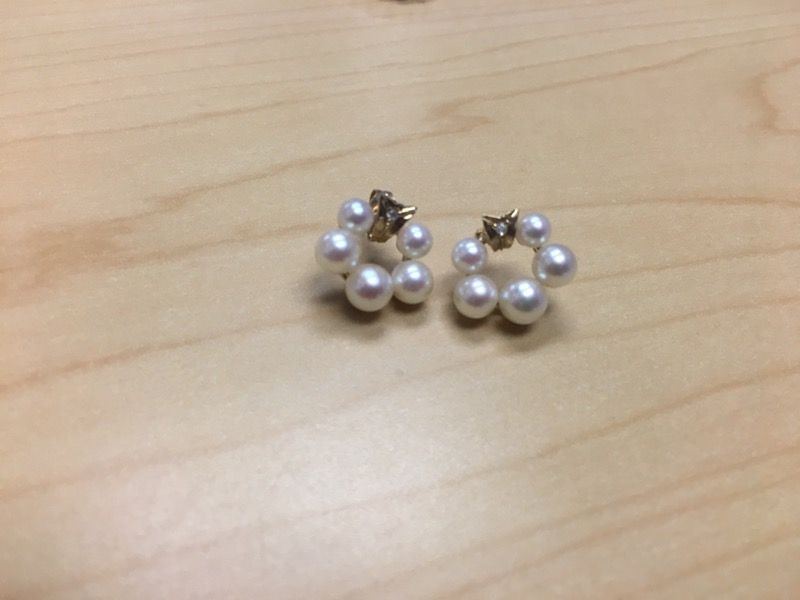 Genuine antique 14k gold pearl and diamond earrings