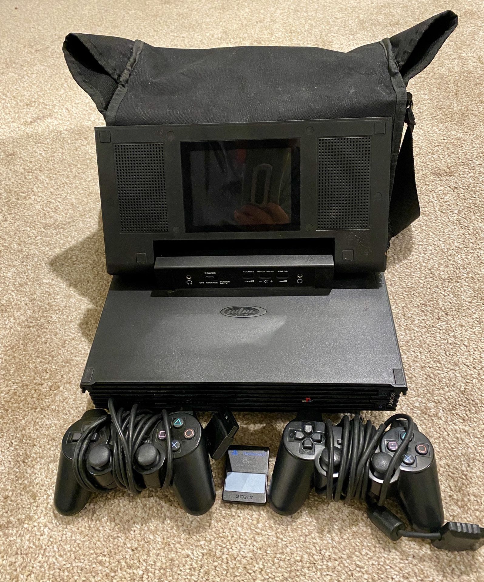 PlayStation 2 (PS2) Console with Portable Screen and Accessories