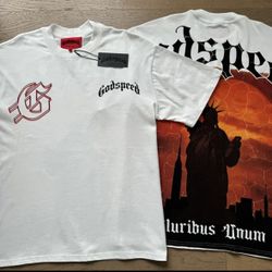 white & orange godspeed t-shirt