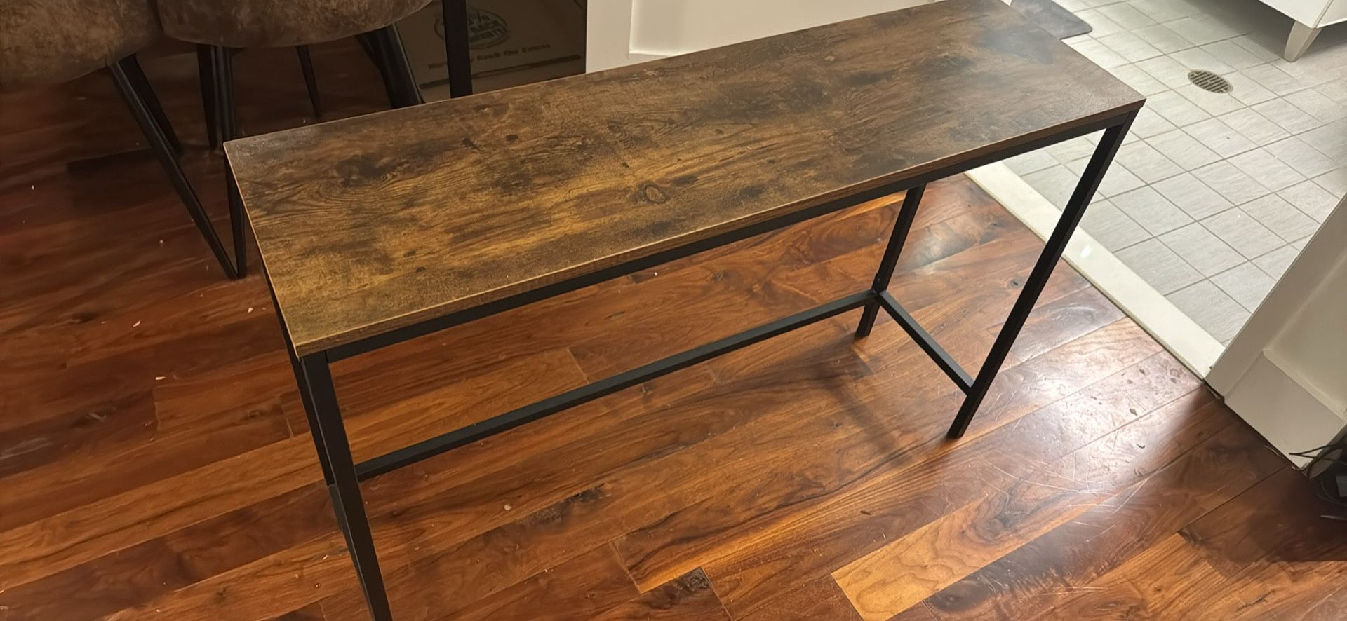 Entryway Table (Rustic Brown Wood, Black Metal)