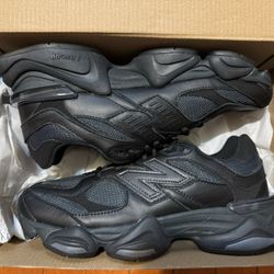 New Balance 9060 Triple Black Leather size 7.5 New  