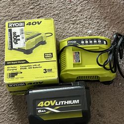 Ryobi 40V 6AH Battery With Rapid Charger 