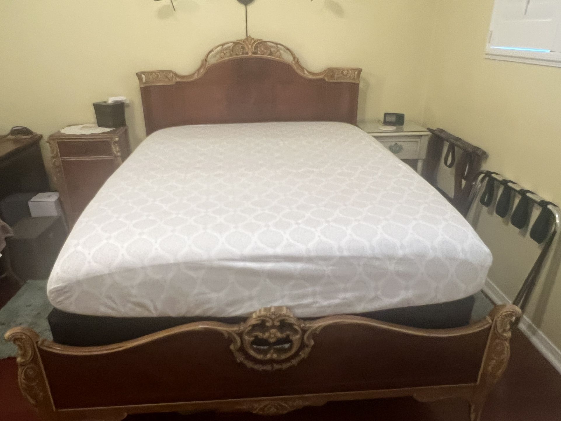 Antique Bed And Night Stand