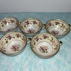 Antique, France, Charles Ahrenfeldt, Limoges, 5 cups  Add a touch of French elegance to your tea or coffee time with this beautiful set of five porcel