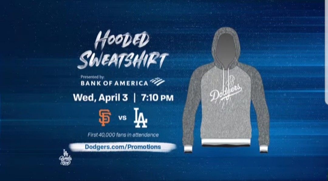 Dodgers Tickets - Hooded Sweatshirt Giveaway