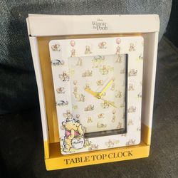 Disney Winnie the Pooh Rectangular 6" x 8" White Tabletop Analog Clock