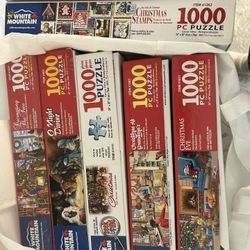 White Mountain Christmas Puzzles Lot Of 7