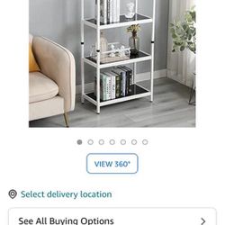 Brand New 4 Tier White Glass Book Shelf