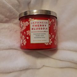 Bath &  Body Works 3 Wick Candle Japanese Cherry Blossom 