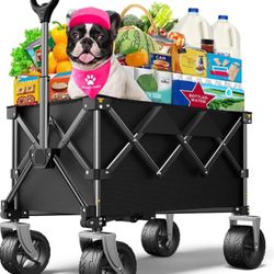 Collapsible Foldable Wagon Cart 250LBS Heavy Duty Utility Beach Camp Fishing 