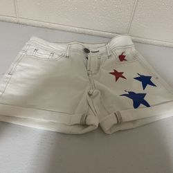 Lascana White Denim American Themed Short Shorts with Back Pockets Size 2
