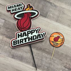 Miami Heat Cake Topper And Cupcake Toppers