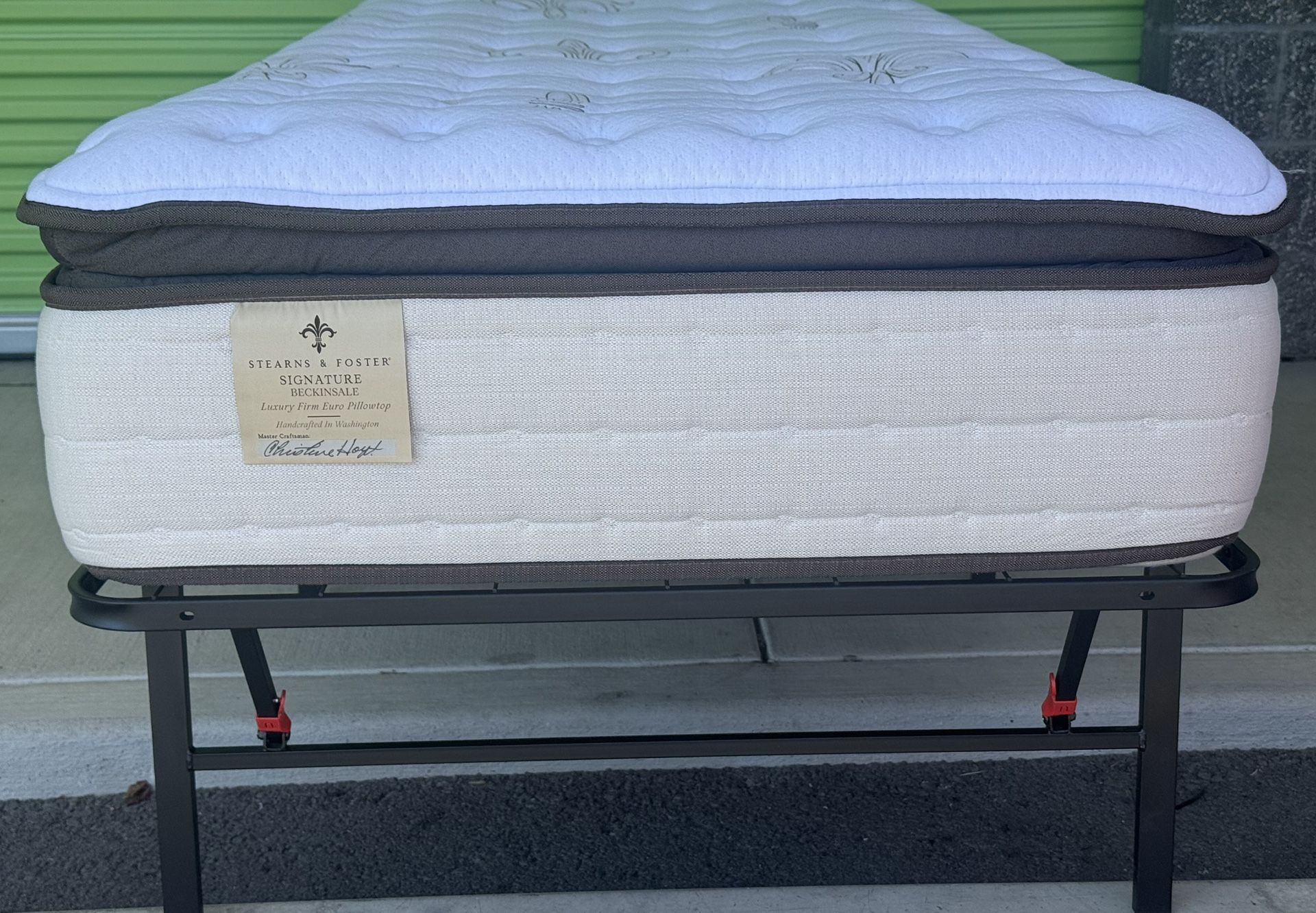 Twin XL Size Stearns & Foster Mattress With Platform Bed Frame