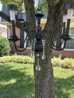 Elegant Outdoor Solar Chandelier With Crystal Accents