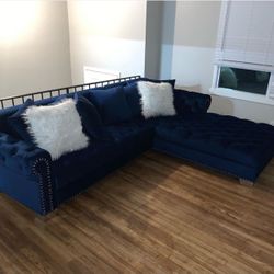 Royal Black  - Gray - Blue  -Pink Velvet RAF Sectional 