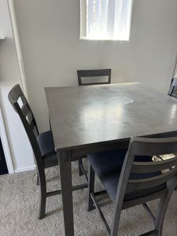 Grey Dining Table 4 Chairs Square 