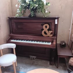 1911 Heller & Co. Upright Grand Piano – Ornate Restored Antique w/ Bench