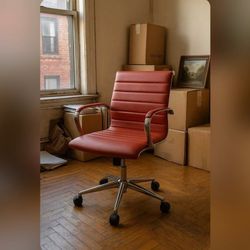 Red Ribbed Modern Office Chair – Chrome Base – $100 OBO

