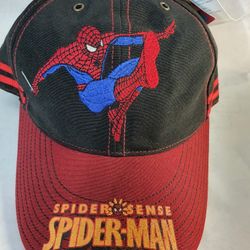 NEW SPIDER-MAN BURGUNDY BRIM/BLK/RED STRIP KIDS HAT