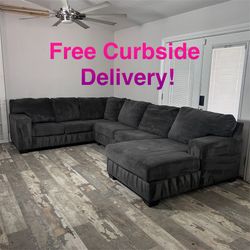 Free Curbside Delivery! Large Grey Sectional Couch From Ashley’s Furniture