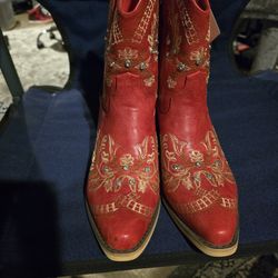 Red Boots W/bling Sz 7.5 New