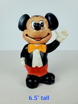 Vintage 1970s Mickey Mouse Plastic Coin Bank 6.5" Tall