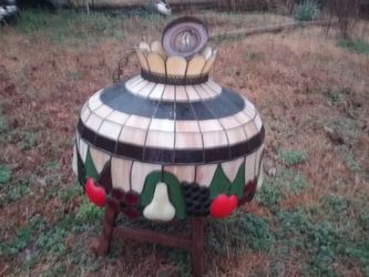 Large tiffany style hanging lamp.