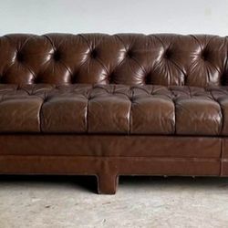 Full Length, Genuine Leather Sofa((needs Feet))