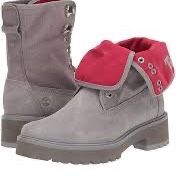 TIMBERLAND A2592 CARNABY COOL FOLD-DOWN WOMENS GREY, RED BOOTS Size 9