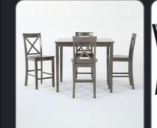 Square Wood 42" Kitchen counter set for four