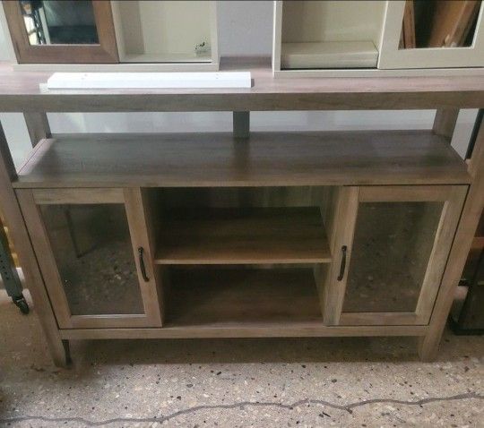 Farmhouse TV Stand for TV's up to 56 inch - Grey Wash(New In A Box)