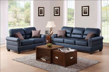 Black  faux Leather Sofa and Loveseat Set