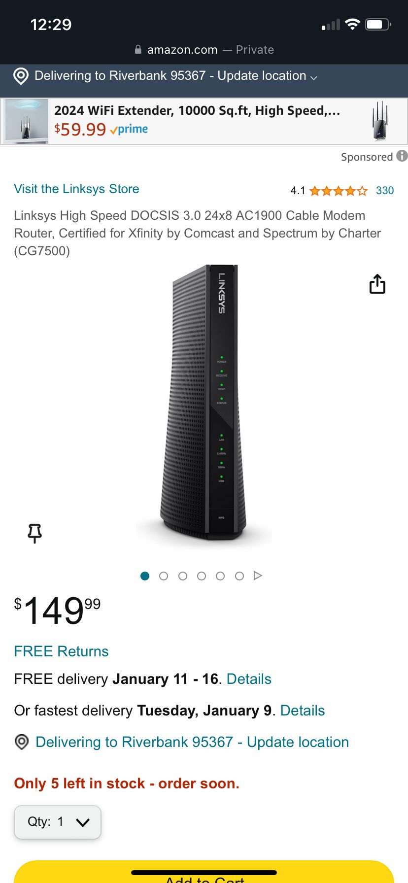 Linksys CG7500 Cable Modem Router