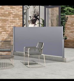 New 118"×63" Dark Gray Metal Outdoor UV Resistant Waterproof Retractable Privacy Side Screen Awning