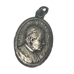 Vintage Catholic Pope Pius X Silver  Tone Religious Medal