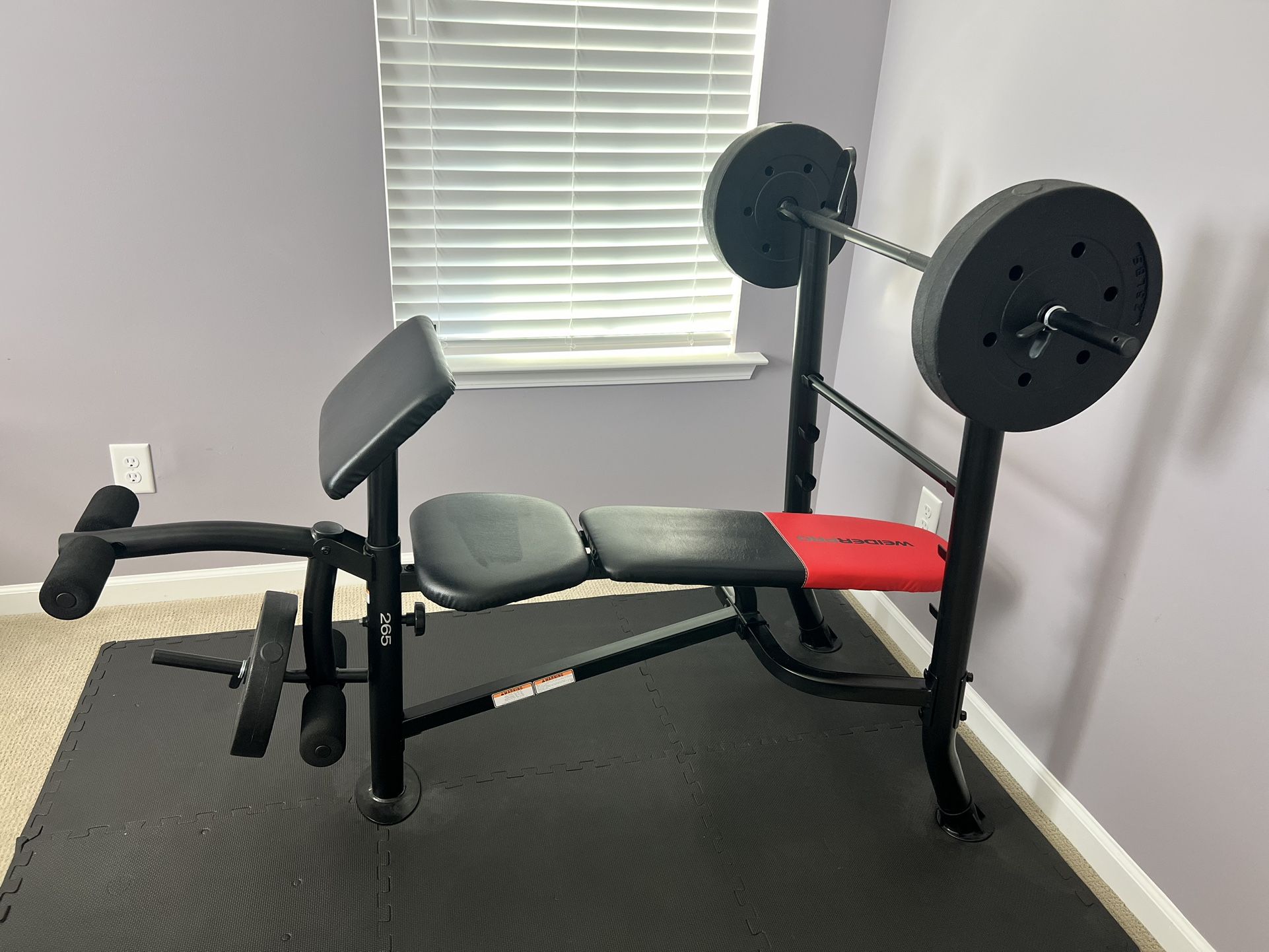 Weider Pro 265 Standard weight Bench with 65 lb. Vinyl weight setf