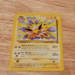 Jolteon Unlimited Regular Rare Non-Holo Card Jungle, 20/64, Vintage Pokemon TCG