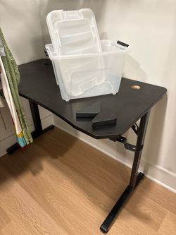 Black Gaming Desk with Metal Frame