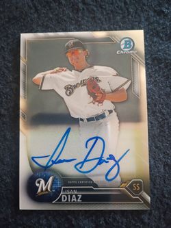 Milwaukee Brewers Isan Diaz Autographed Baseball Card